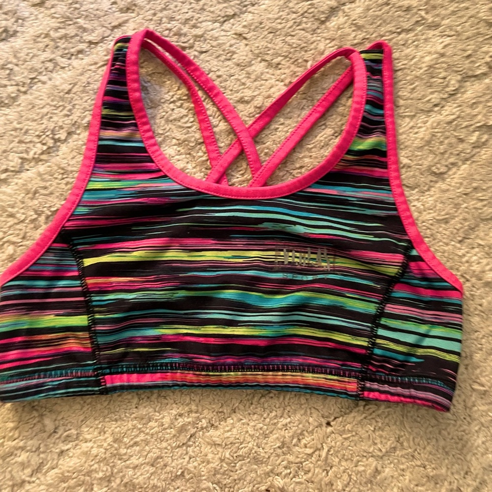 sports bra from everlast sport, xl, pink yellow blue and black